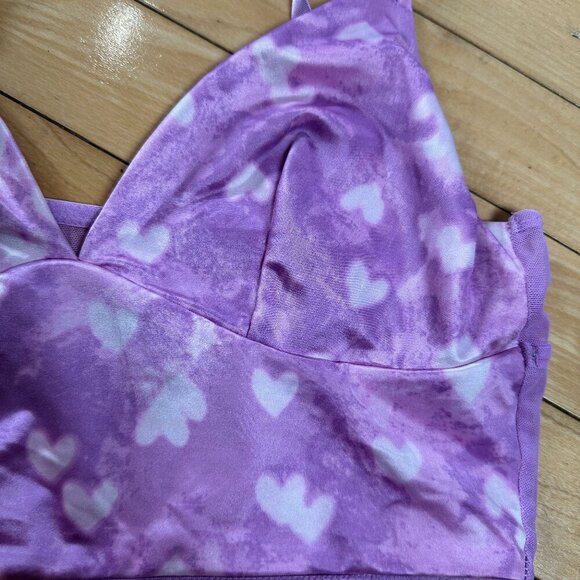 AUDEN Silky Lilac Heart Bralette Crop Top Corset Size Small Mesh back - Picture 3 of 6